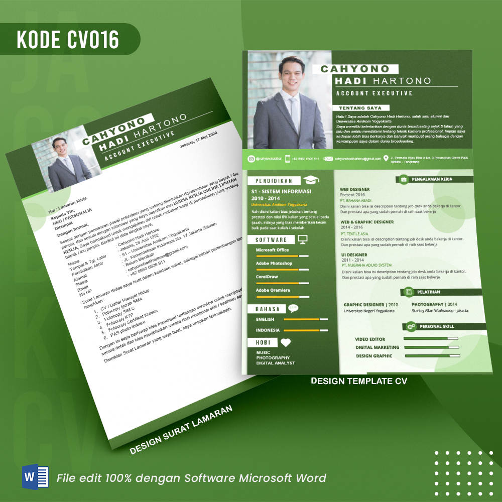 Template Template CV dan Surat Lamaran Kode 016 & Surat Lamaran