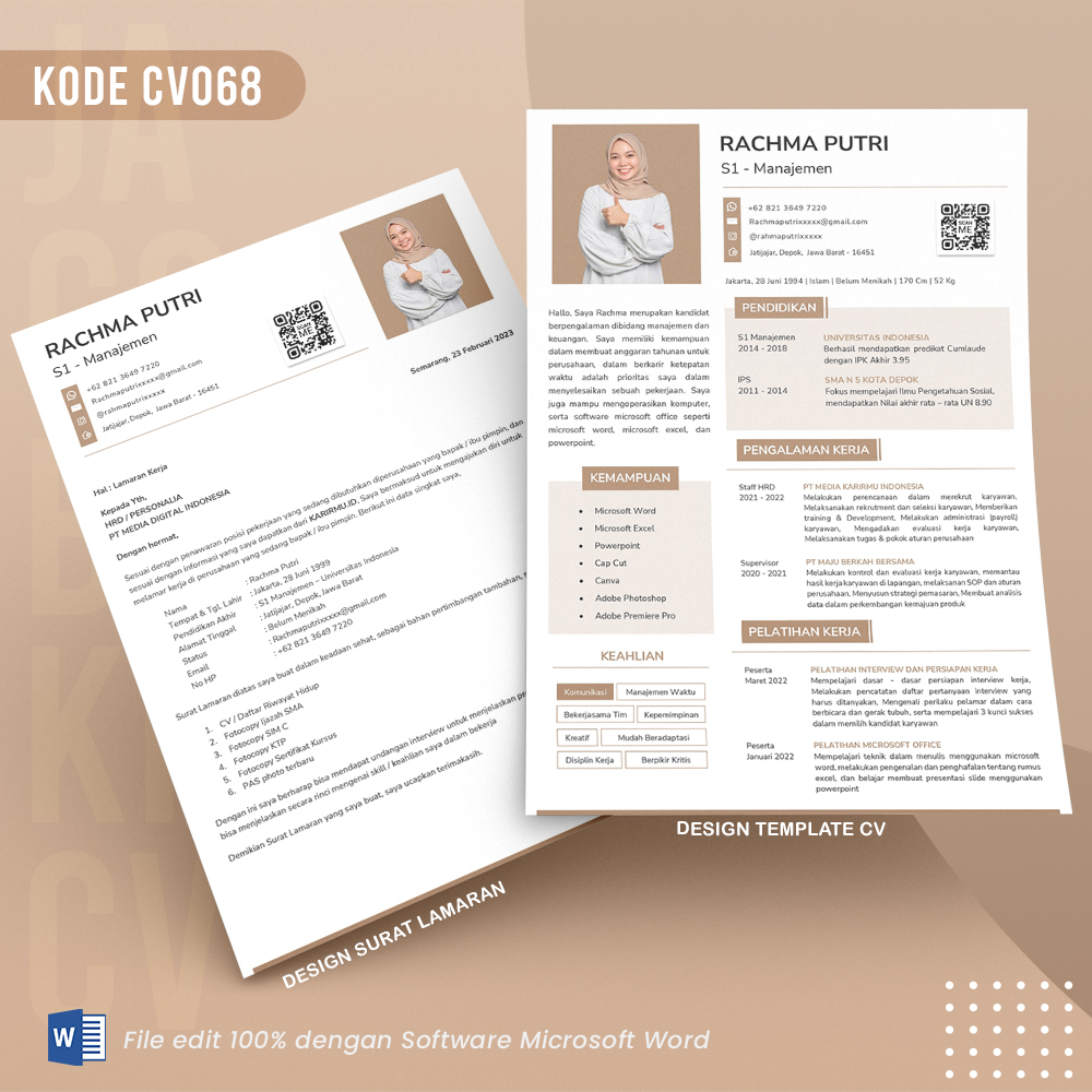 Template Template CV dan Surat Lamaran Kode 068 && Surat Lamaran MS Word