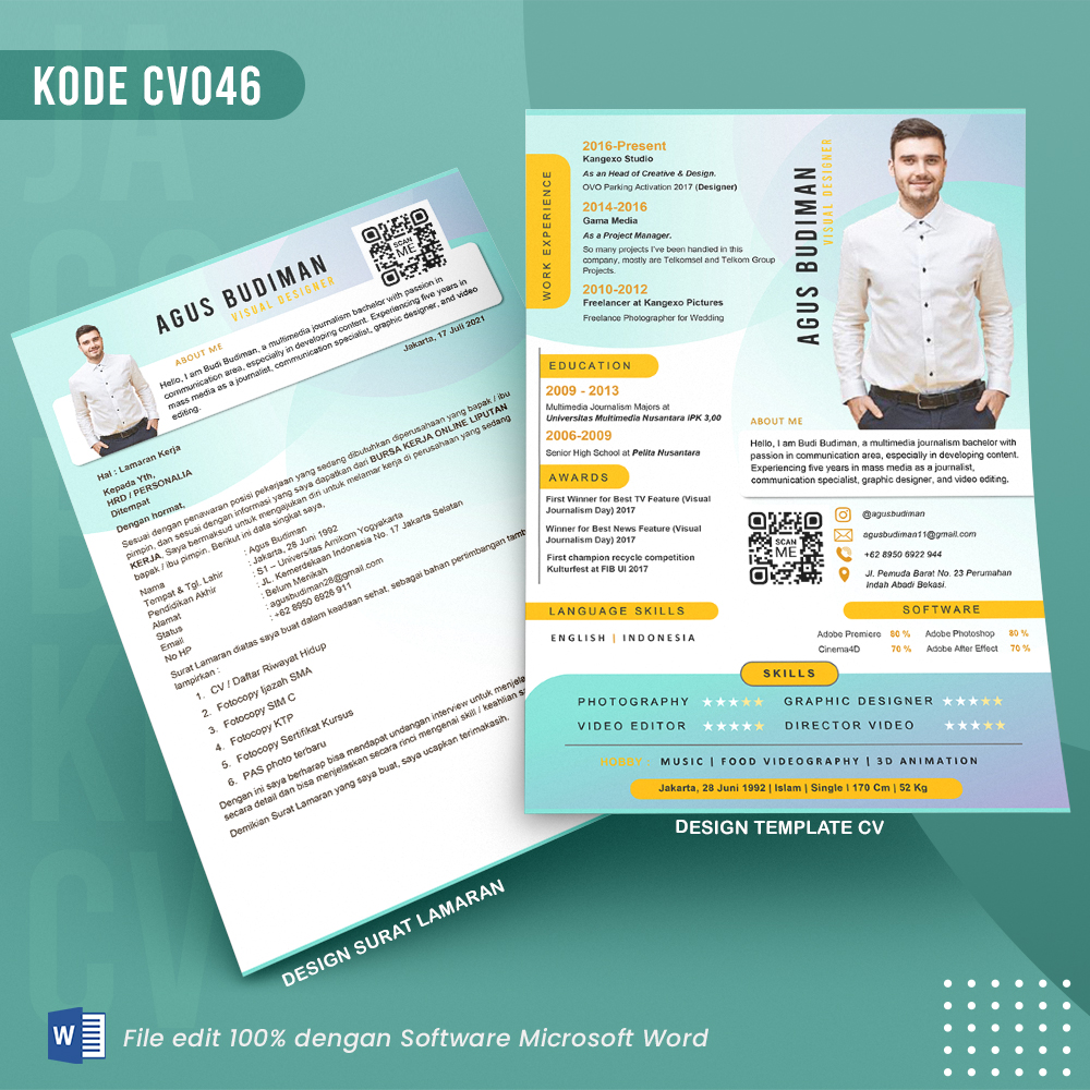Template Template CV dan Surat Lamaran Kode 046 && Surat Lamaran MS Word