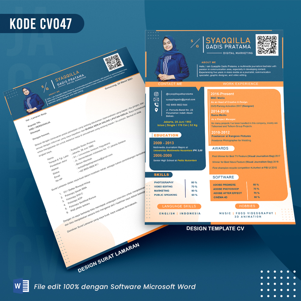 Template Template CV dan Surat Lamaran Kode 047 && Surat Lamaran MS Word