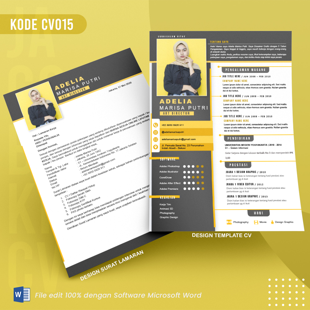 Template Template CV dan Surat Lamaran Kode 015 && Surat Lamaran MS Word