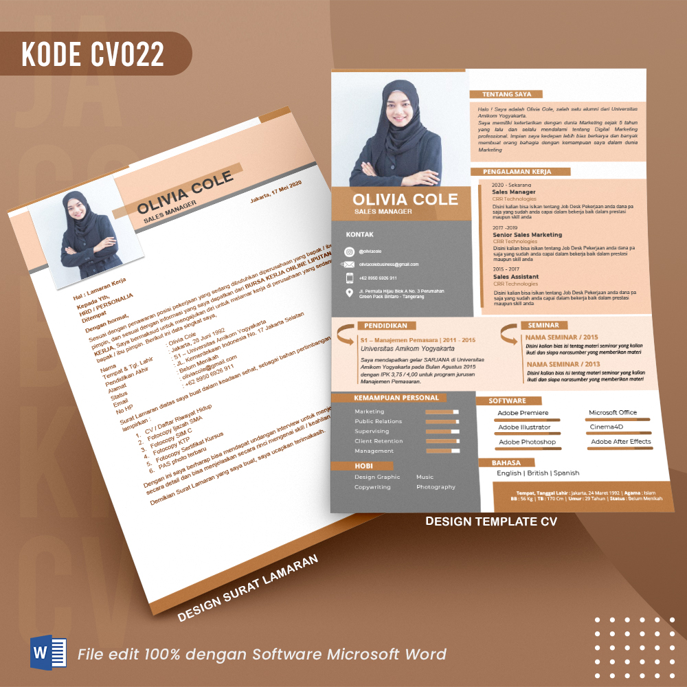 Template Template CV dan Surat Lamaran Kode 022 & Surat Lamaran
