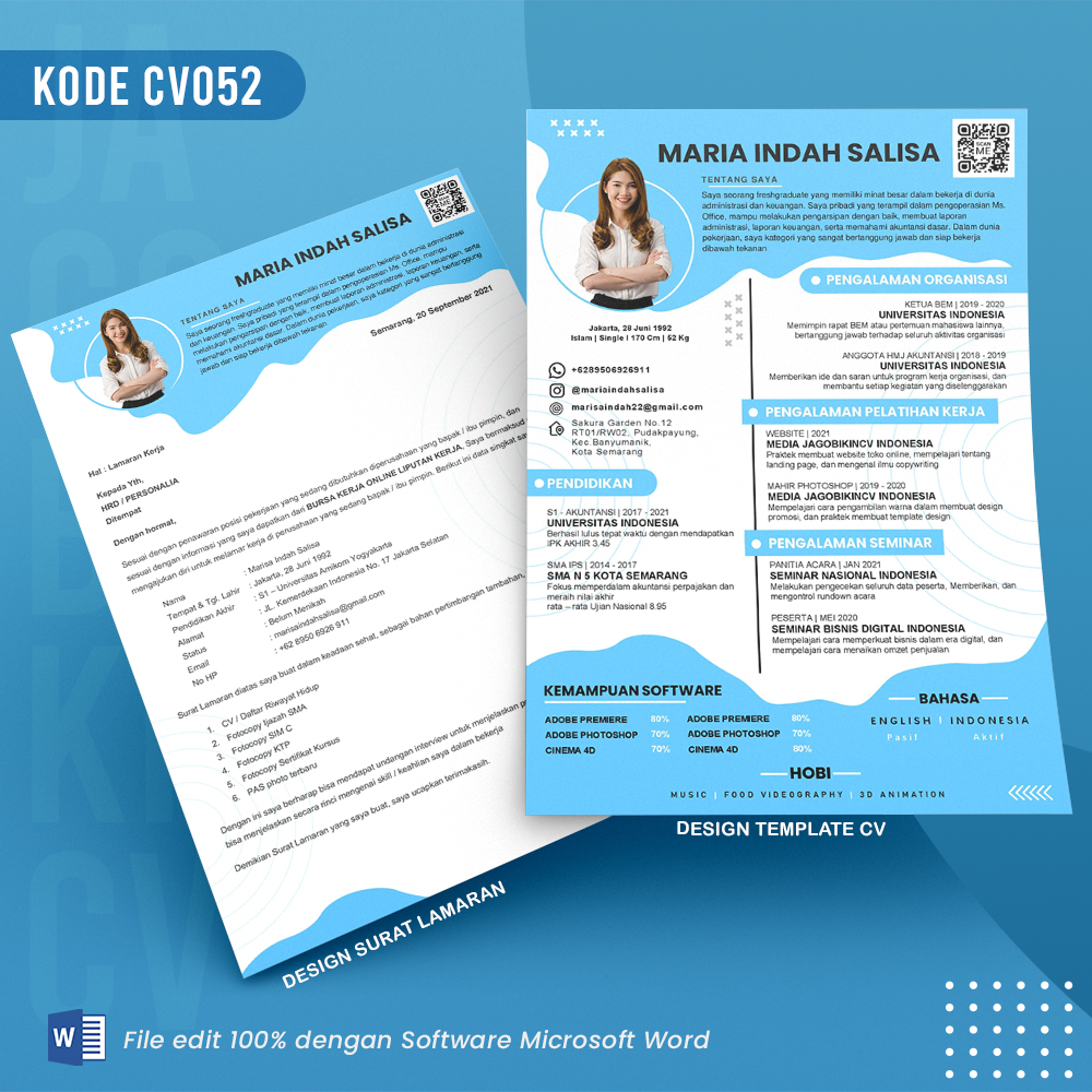 Template Template CV dan Surat Lamaran Kode 052 && Surat Lamaran MS Word