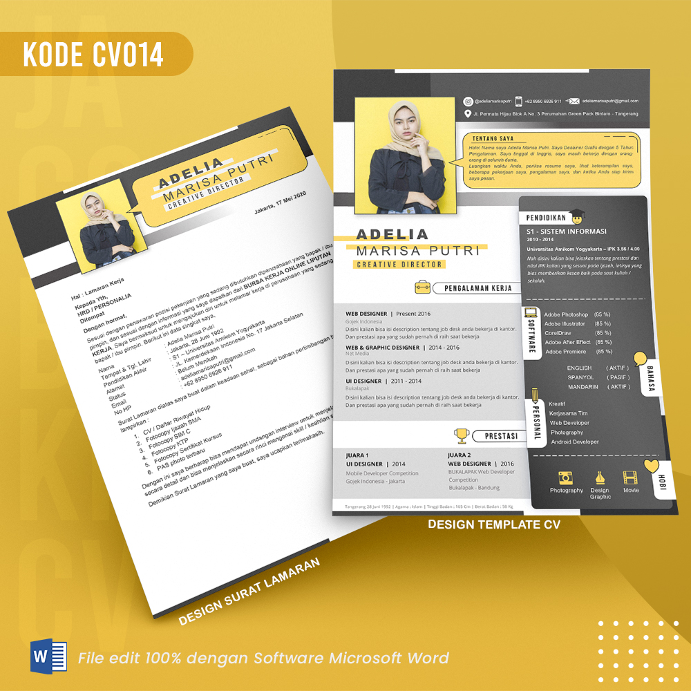 Template Template CV dan Surat Lamaran Kode 014 & Surat Lamaran