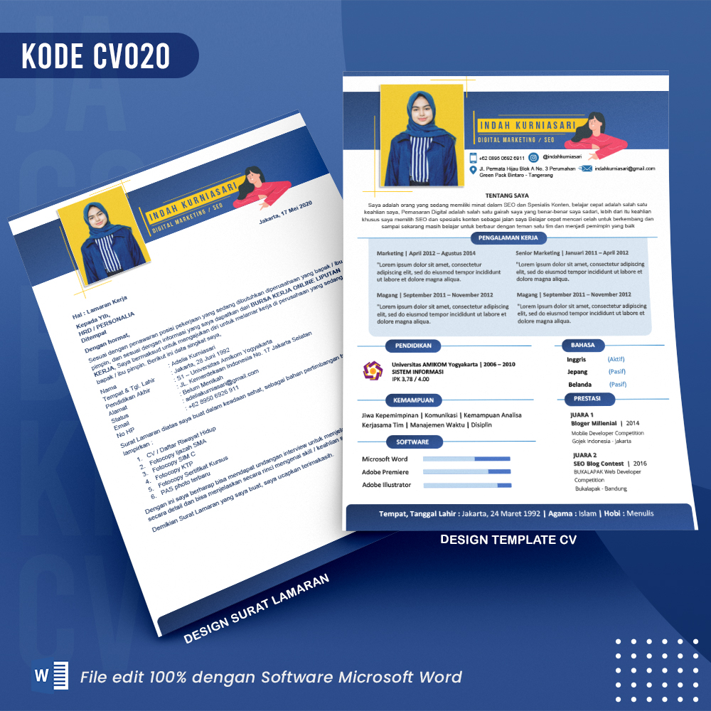 Template Template CV dan Surat Lamaran Kode 020 & Surat Lamaran