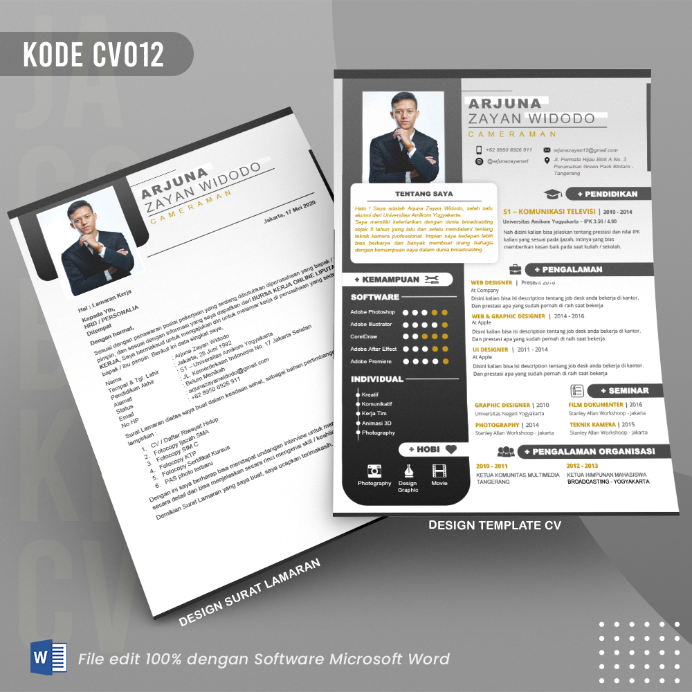 Template Template CV dan Surat Lamaran Kode 012 & Surat Lamaran